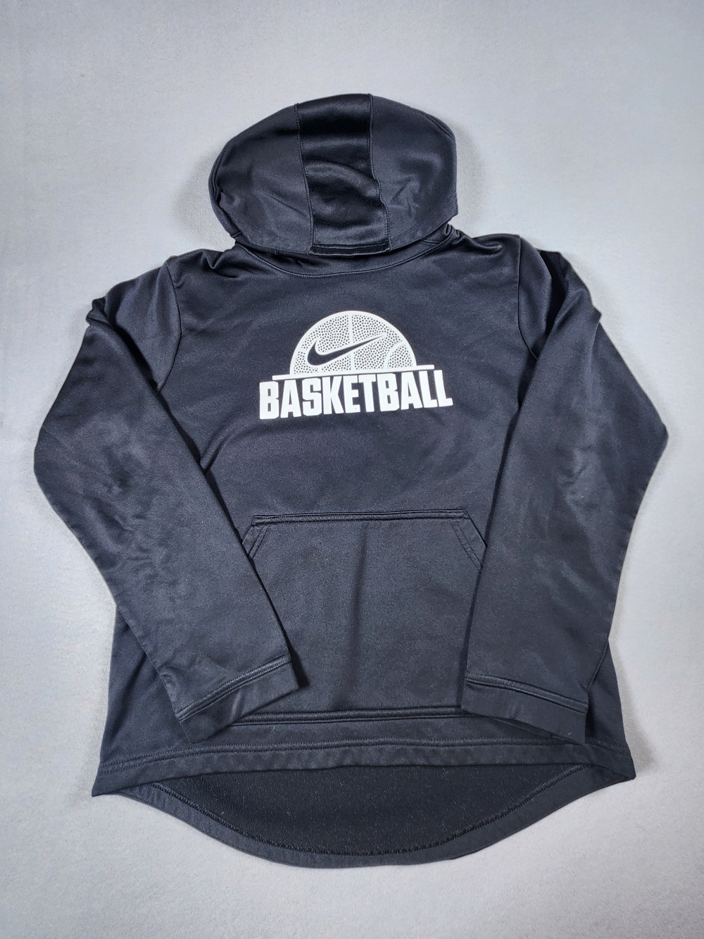 Nike Black Hoodie with White Basketball Logo YOUTH XL